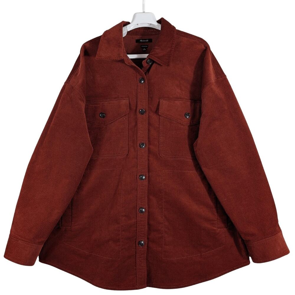 Madewell Women's Oversized XL Rust Corduroy Button Front Shirt Jacket USED